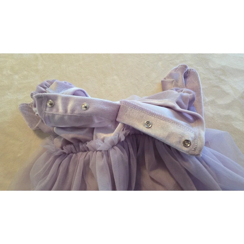RZ by Rachel Zoe Baby Dress Lavender Velvet Tulle Bow Spring Dress 12M